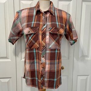 We The Free Multicolor Plaid Oversized Button Down Shirt